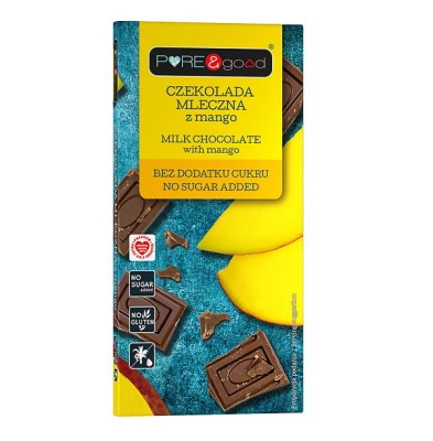 czekolada mleczna z MANGO bez cukru 75 g Pure & Good