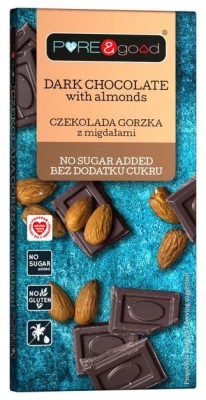 Czekolada Gorzka z migdałami  bez cukru 75 g Pure & Good