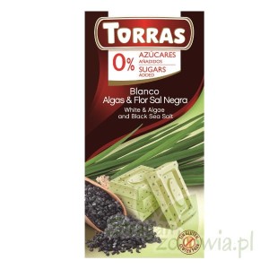 Czekolada biała z algami i czarną solą bez cukru 75g Torras