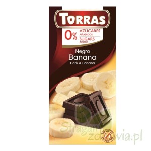 Czekolada gorzka z bananami bez cukru 75 g Torras