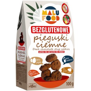 Wegańskie bezglutenowe ciasteczka kakaowe bez cukru z kawałkami czekolady 100G MALU GOOD