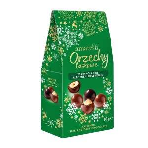 Orzechy laskowe w czekoladzie mlecznej, deserowej 80g AMARESTI