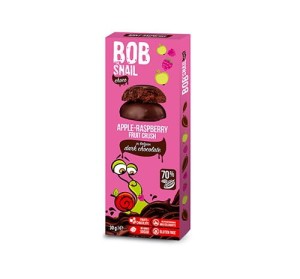 Ciasteczko owocowe jabłko malina w ciemnej czekoladzie 30g BOB SNAIL