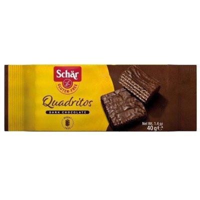 Wafelki w ciemnej czekoladzie QUADRITOS bezglutenowe 40g SCHAR