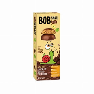 Ciasteczko owocowe jabłko-gruszka w mlecznej belgijskiej czekoladzie 30g BOB SNAIL