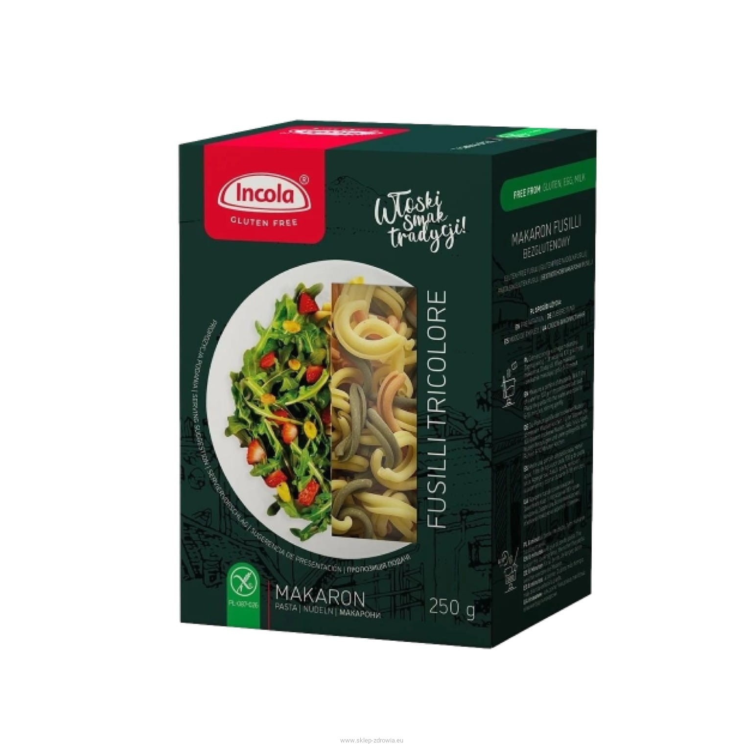 Makaron Fusilli tricolore świderek bezglutenowy 250g INCOLA