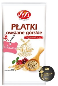 Płatki owsiane górskie z żurawiną 300g VIVI
