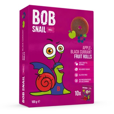 Przekąska owocowa RollsJabłko Czarna Porzeczka 100g BOB SNAIL