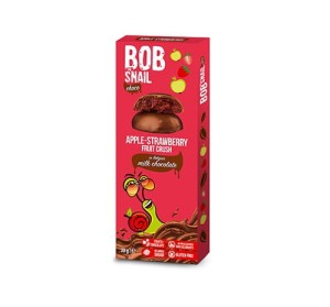 Ciasteczko owocowe jabłko-truskawka w mlecznej czekoladzie 30g BOB SNAIL