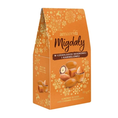 Migdały w czekoladzie deserowej i karmelowej 80g AMARESTI