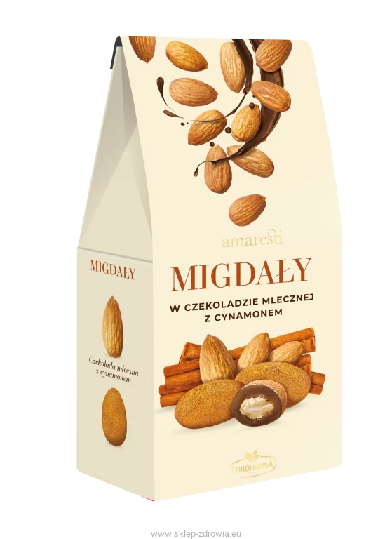 Migdały w czekoladzie mlecznej z cynamonem 80g AMARESTI