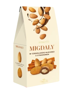 Migdały w czekoladzie mlecznej z cynamonem 80g AMARESTI