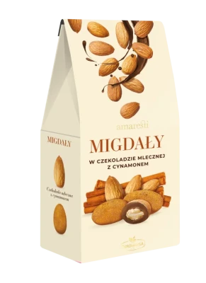 Migdały w czekoladzie mlecznej z cynamonem 80g AMARESTI