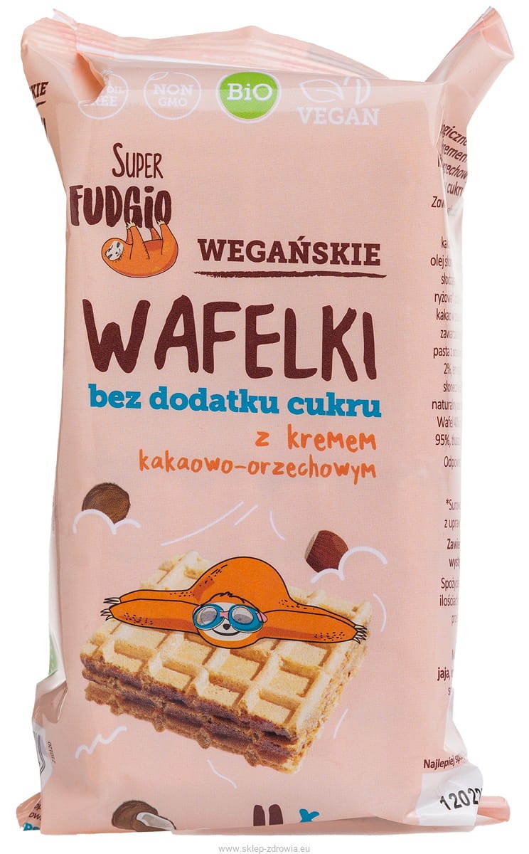 wafelki z kremem kakaowo-orzechowym BEZ CUKRU EKO 120g Super Fudgio