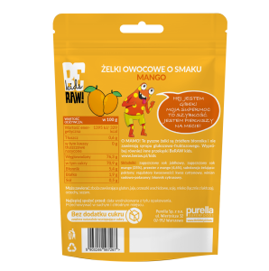 żelki Mango BEZ CUKRU 35g BeRaw Kids Purella