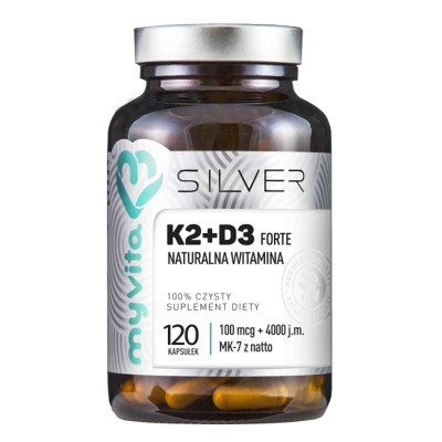 Witamina K2 + D3 100mcg + 4000IU 120 tabletek Silver MyVita